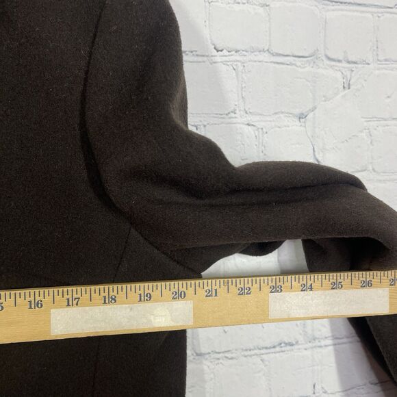 J Crew Mid Trench Coat Women Large Brown Wool Cashmere Blend Heavy Jacket - Picture 9 of 12